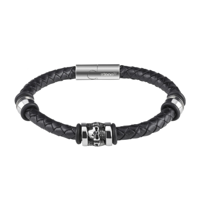 Браслет Three Charms Leather Bracelet 3 с шармами (22 см) ZIPPO 2007173 